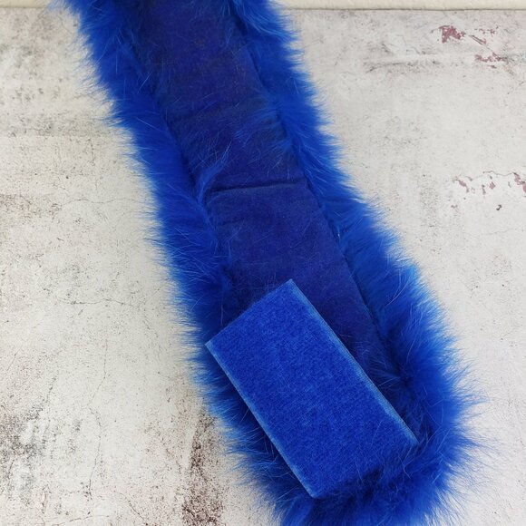 Vintage Genuine Fox Fur Headband Adjustable Size Royal Blue - Picture 9 of 14